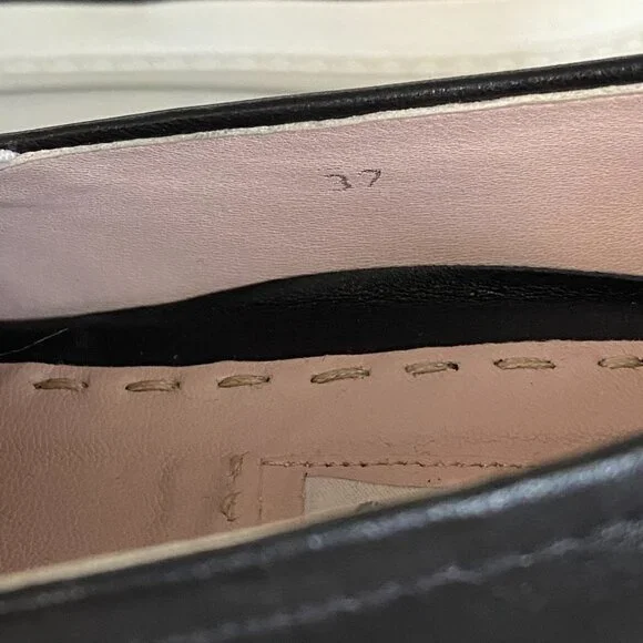 EUC MIU Black Silver Metal CapToe Leather Skate Slip on Sneakers Shoe 37 7 - Picture 10 of 10